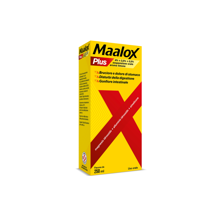 MAALOX PLUS 4% + 3,5% + 0,5% Sospensione Orale Aroma Limone 250ml