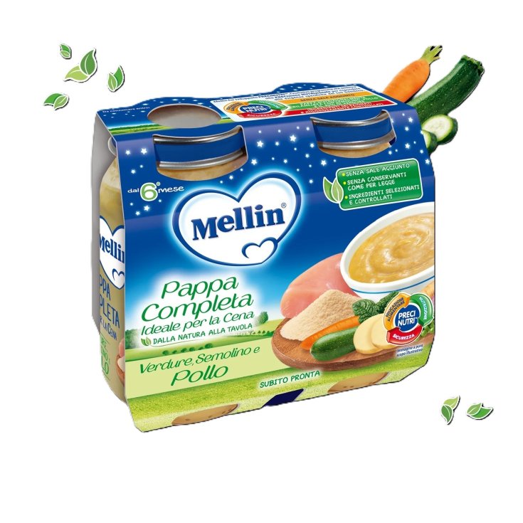 Mellin Baby Cena Verdure, Semolino e Pollo 2x200g