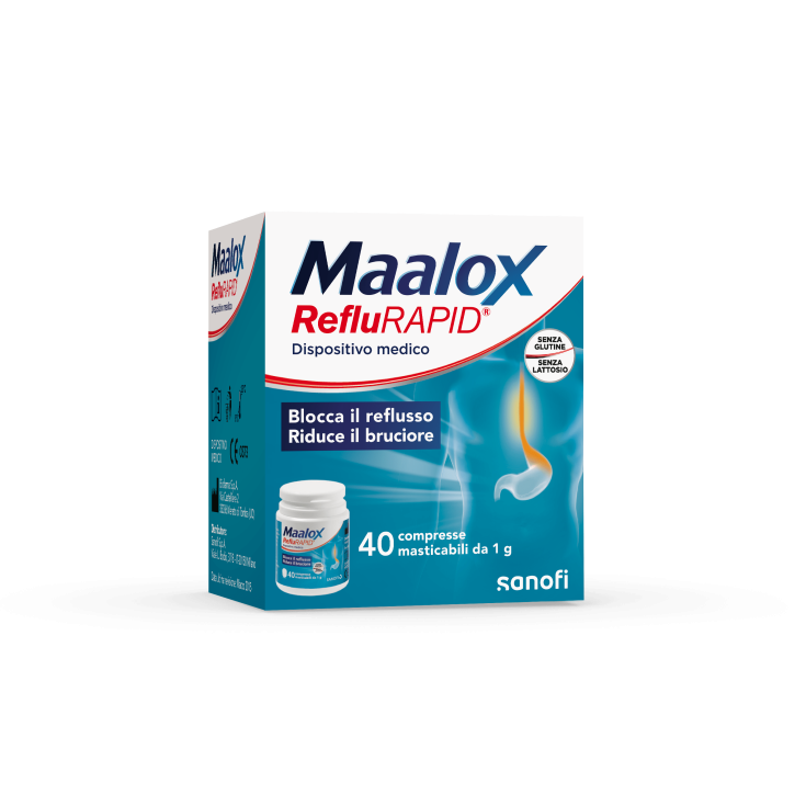 Sanofi Maalox RefluRAPID Senza Glutine Senza Lattosio 40 Compresse Masticabili