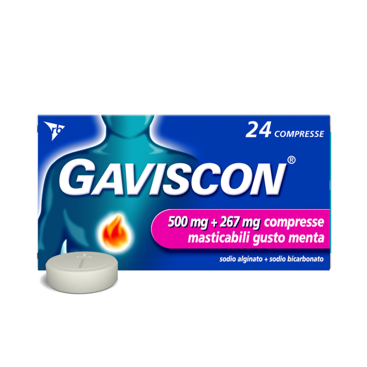 Gaviscon 500mg+267mg Gusto Menta 24 Compresse Masticabili