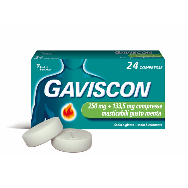 Gaviscon 250mg + 133,5mg Gusto Menta 24 Compresse Masticabili