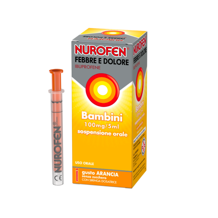 Nurofen® Febbre E Dolore Bambini 100mg/5ml Gusto Arancia Senza Zucchero 150ml