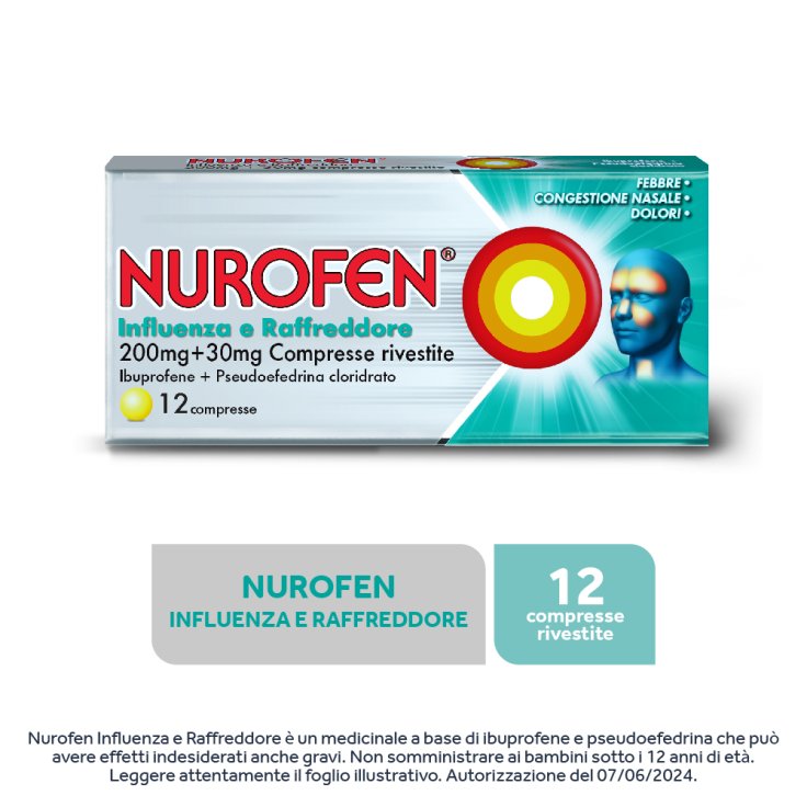 Nurofen Influenza E Raffreddore 200mg + 30mg 12 Compresse Rivestite