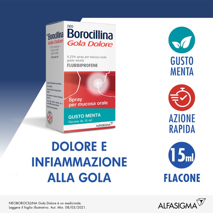 NeoBorocillina Gola Dolore Spray Alfasigma 15ml Menta