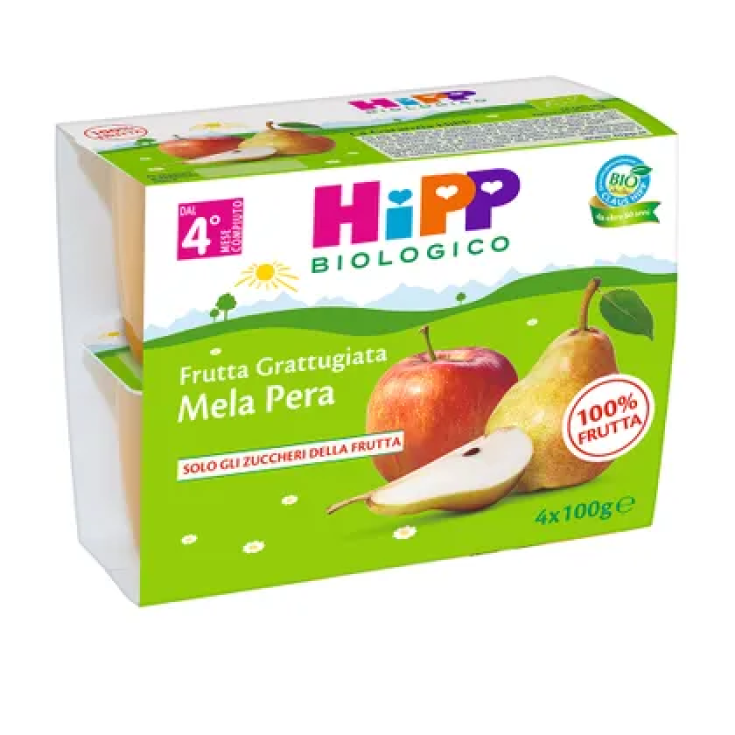 Frutta Grattugiata HiPP Biologico Mela Pera 4x100g
