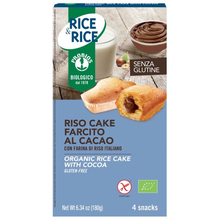 Rice&Rice Riso Cake Farcito Al Cacao Probios 4x45g