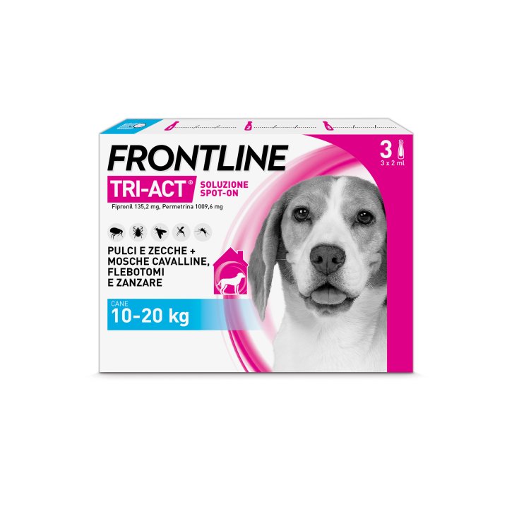 Frontline Tri-Act Cani (10-20Kg), 3 Pipette Antiparassitarie