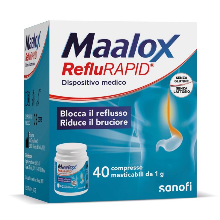 Sanofi Maalox RefluRAPID Senza Glutine Senza Lattosio 40 Compresse Masticabili