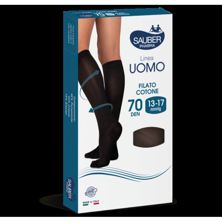 Linea Uomo 70D Calza Cotone Nero Tg.S/M Sauber