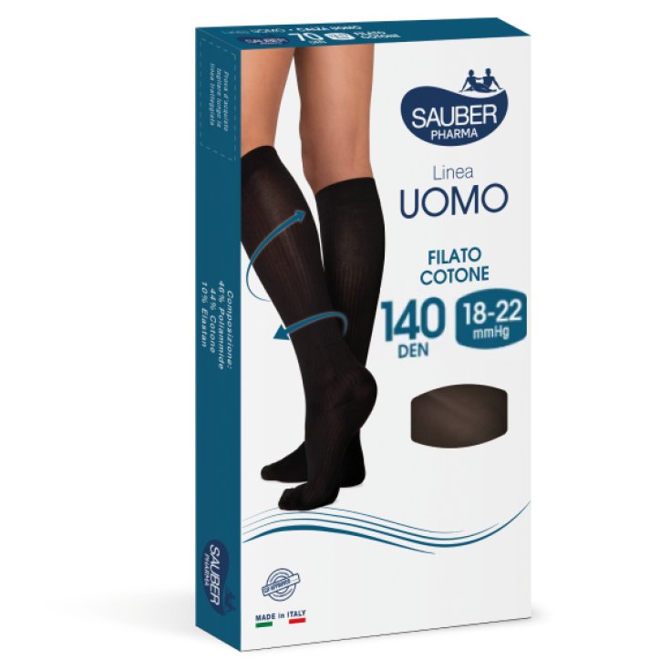 Linea Uomo 140D Calza Cotone Nero Tg.S/M Sauber