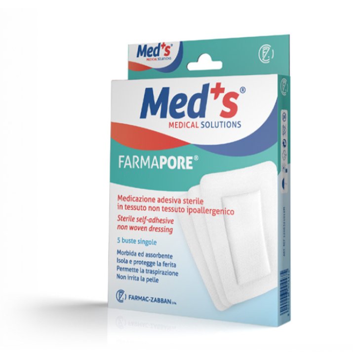 Medicazioni Adesive Sterili con Cerotto 12x12cm FarmaPore Med's 5 Pezzi