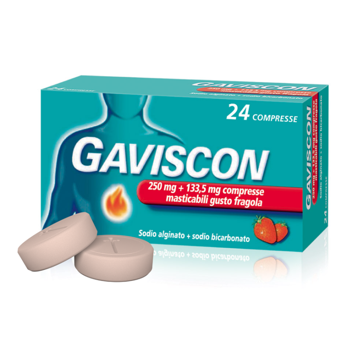 Gaviscon 250mg + 133,5mg Gusto Fragola 24 Compresse Masticabili