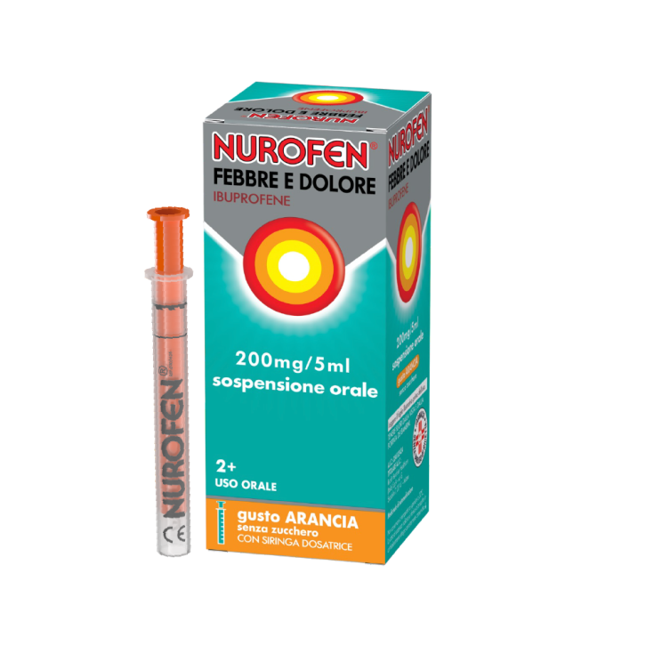 Nurofen® Febbre Dolore Bambini 200mg/5ml Gusto Arancia Senza Zucchero 100ml