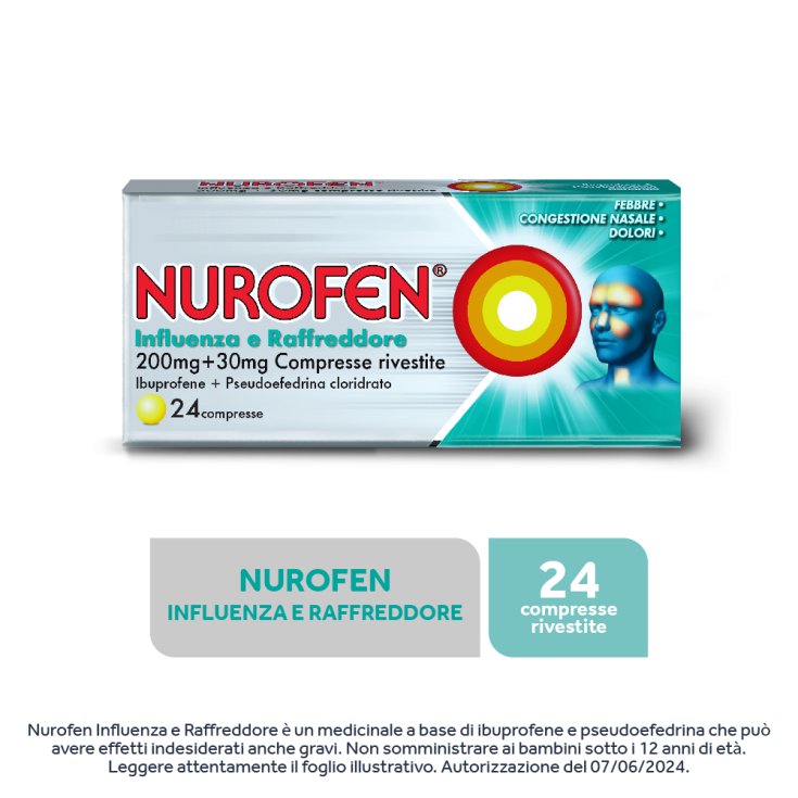 Nurofen Influenza e Raffreddore 200mg + 30mg 24 Compresse Rivestite