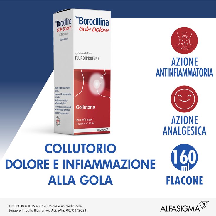 Neoborocillina Gola Dolore Colluttorio Alfasigma 160ml