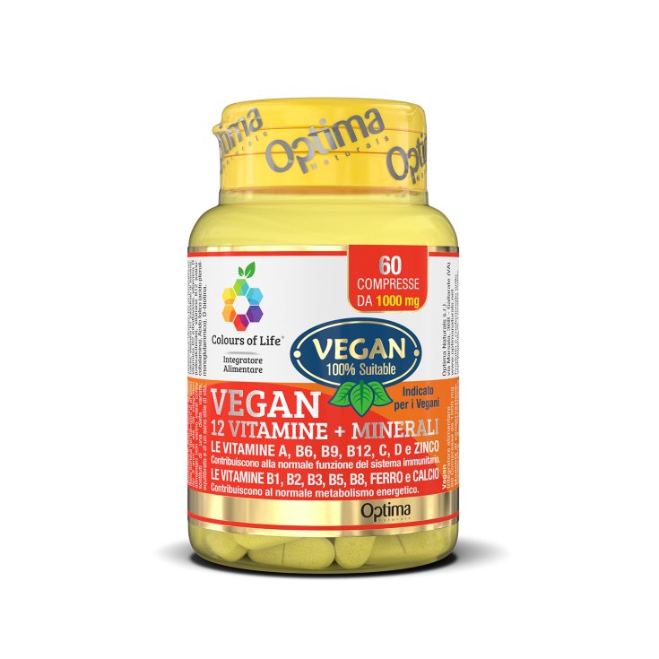Vegan 12 Vitamine + Minerali Colours Of Life® Optima Naturals 60 Compresse Vegan 12 Vitamine + Minerali Colours Of Life® Optima Naturals 60 Compresse