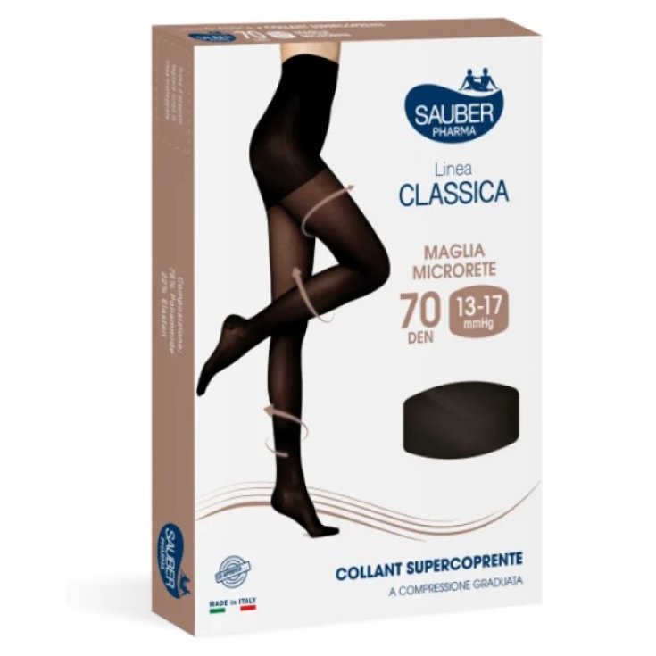 Linea Classica 70D Collant Nero Supercoprente 3 Sauber 1 Paio