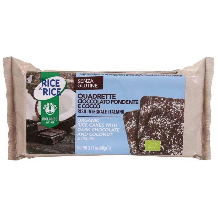 Rice&Rice Quadrette Cioccolato Fondente E Cocco Probios 90g