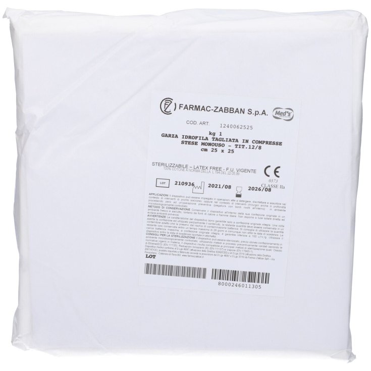 Garza Idrofila 12/8 25x25cm Farmac-Zabban 1kg