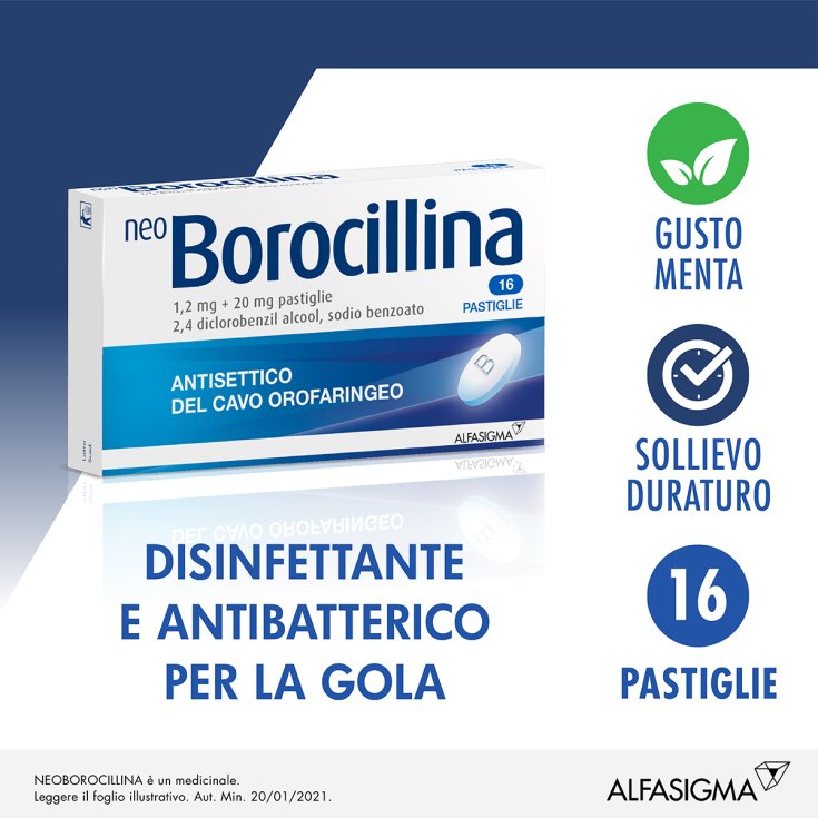 NeoBorocillina Antisettico Del Cavo Orale Alfasigma 16 Pastiglie Menta