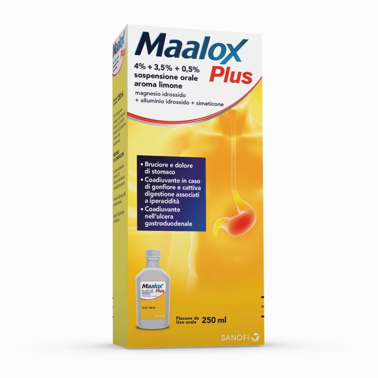 MAALOX PLUS 4% + 3,5% + 0,5% Sospensione Orale Aroma Limone 250ml