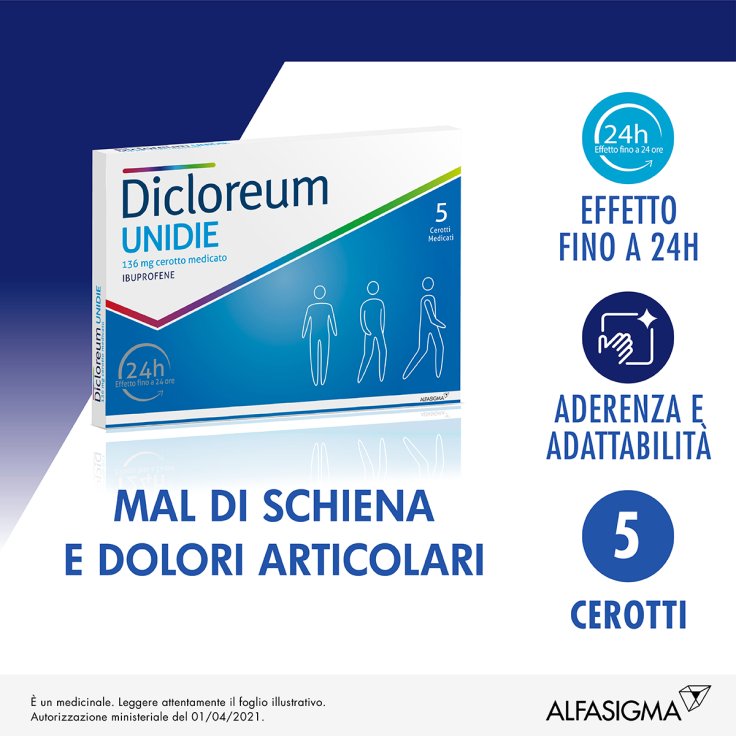 Dicloreum Unidie 24H Alfasigma 5 Cerotti Medicati 