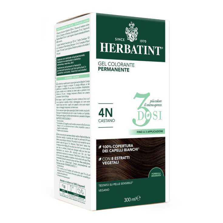 Gel Colorante Permanente 4N 3 Dosi Herbatint 300ml