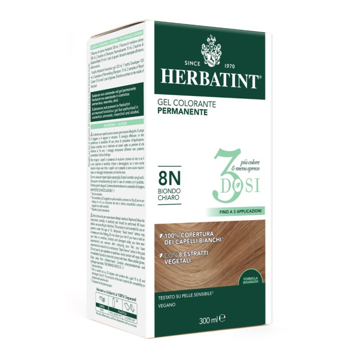 Gel Colorante Permanente 8N 3 Dosi Herbatint 300ml
