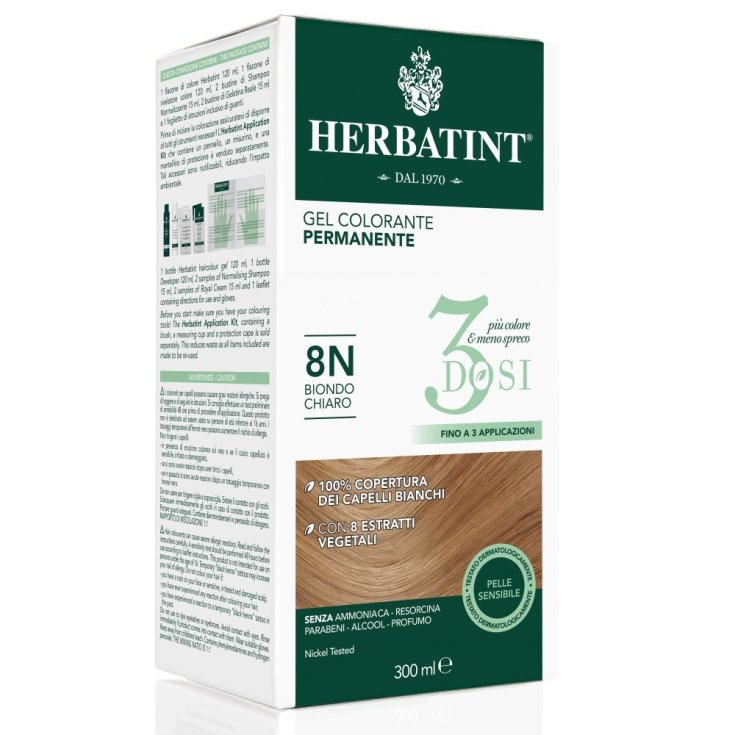 Gel Colorante Permanente 8N 3 Dosi Herbatint 300ml