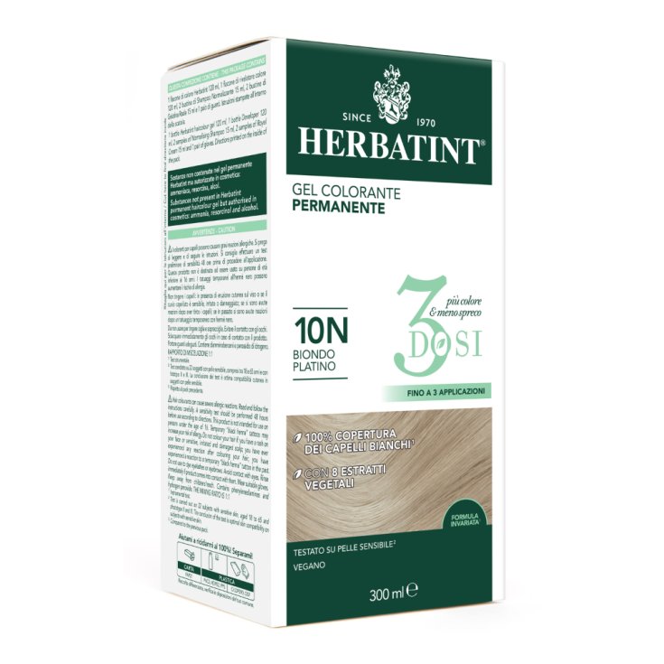 Gel Colorante Permanente 10N 3 Dosi Herbatint 300ml