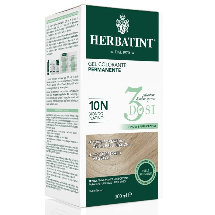 Gel Colorante Permanente 10N 3 Dosi Herbatint 300ml