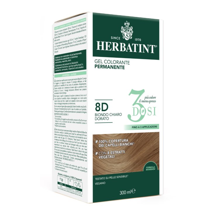 Gel Colorante Permanente 8D 3 Dosi Herbatint 300ml