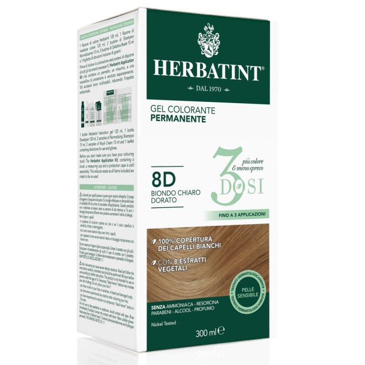 Gel Colorante Permanente 8D 3 Dosi Herbatint 300ml