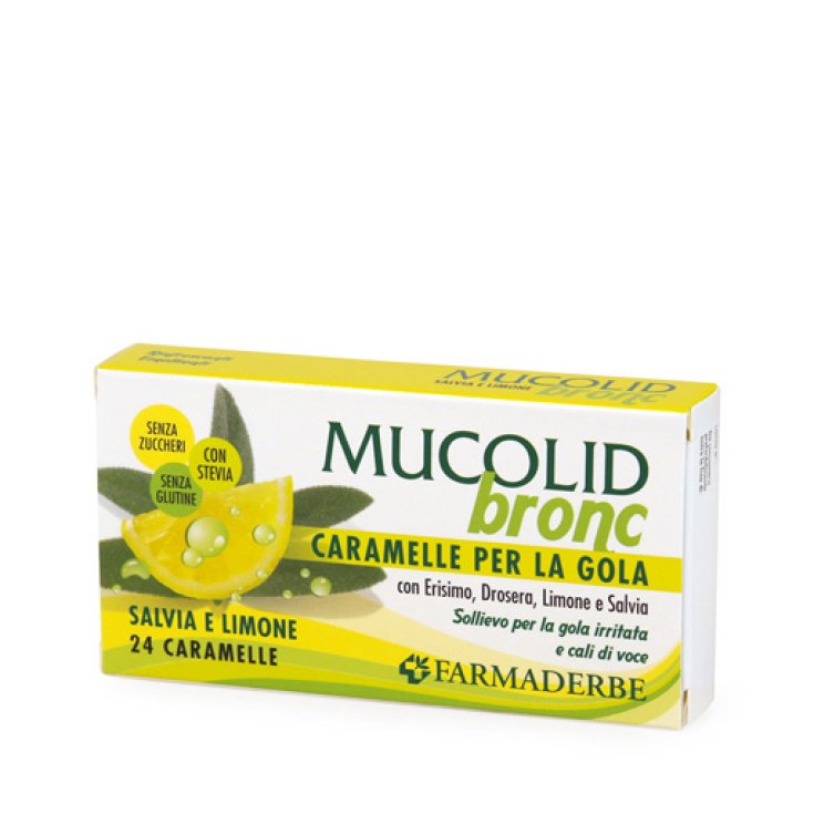 Mucolid Bronc Caramelle Per la Gola Salvia e Limone Farmaderbe 24 Caramelle