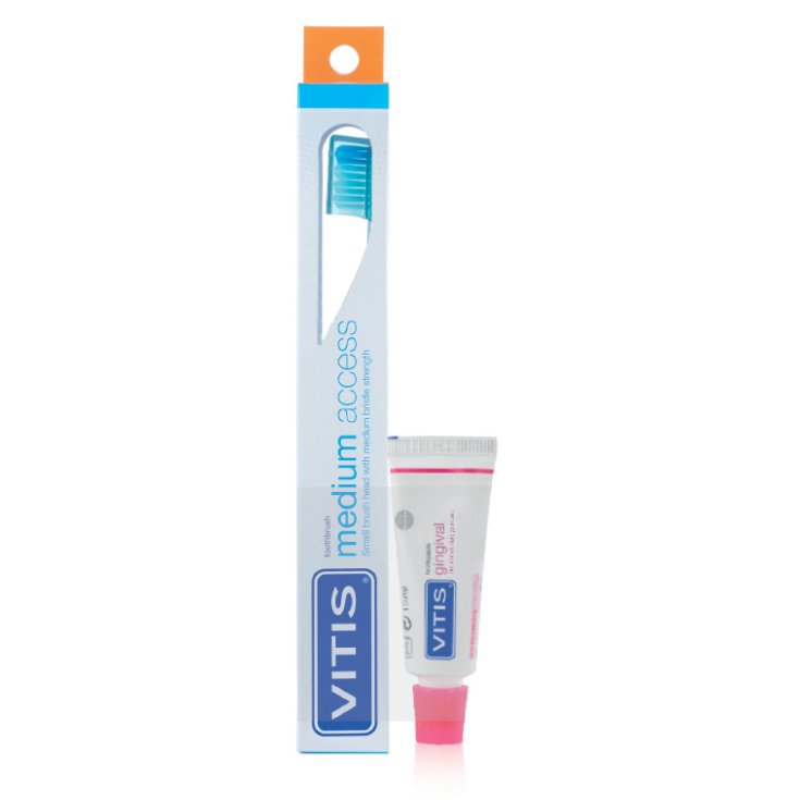 Vitis® Medium Access Spazzolino con dentifricio 15ml