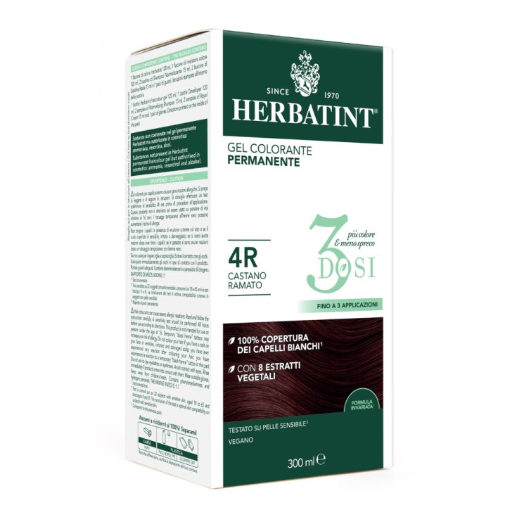 Gel Colorante Permanente 4R 3 Dosi Herbatint 300ml