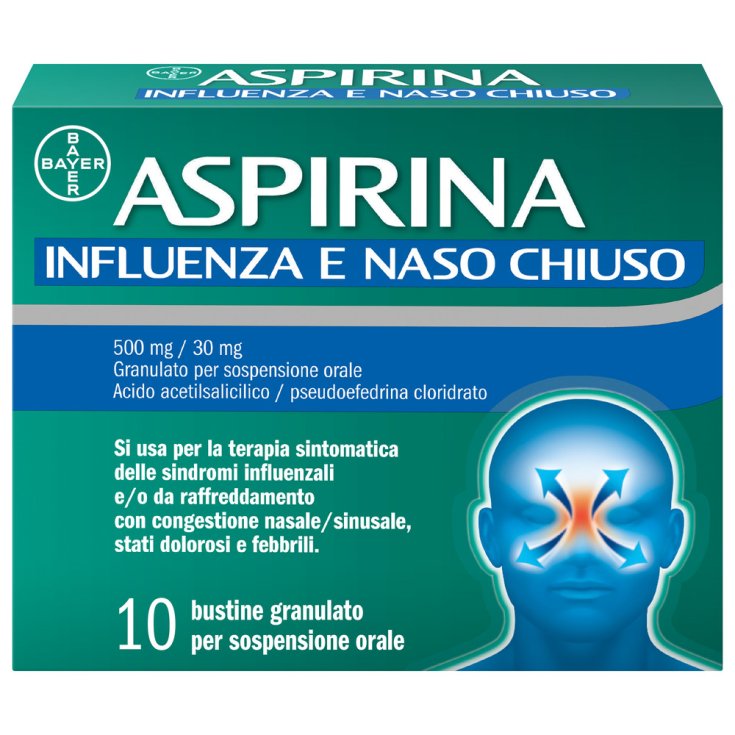 Aspirina Influenza e Naso Chiuso Decongestionante 500mg 10 Bustine