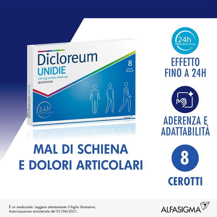 Dicloreum Unidie 24H Alfasigma 8 Cerotti Medicati