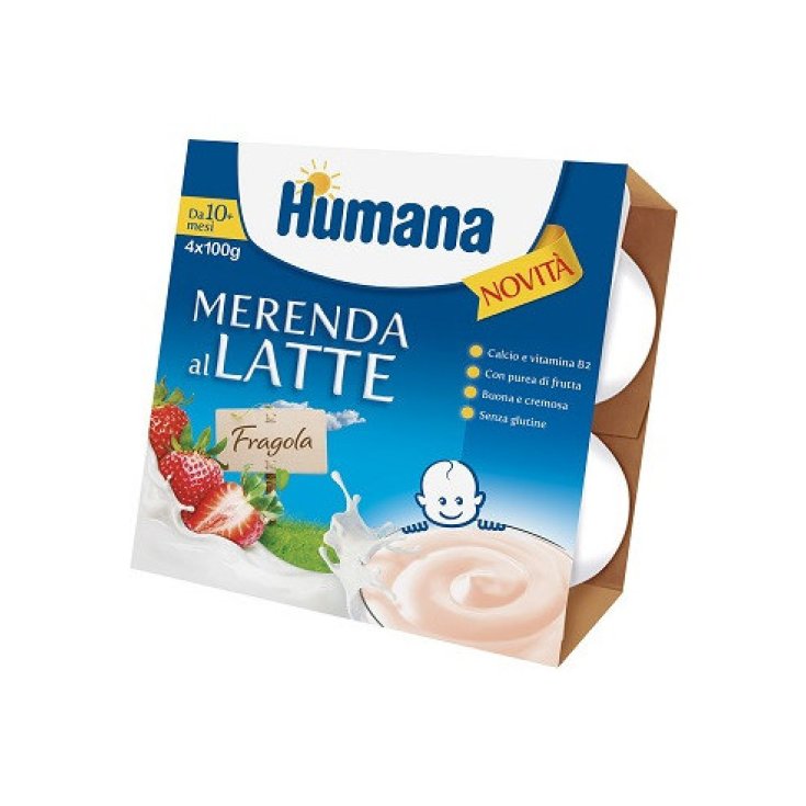 Merenda al Latte Fragola Humana 4x100g