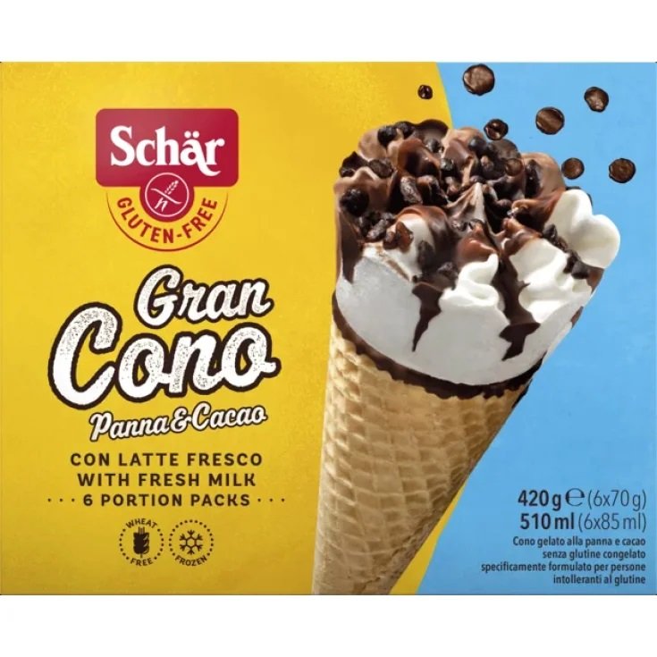 Gran Cono Panna & Cacao Gelato Schär 6x70g