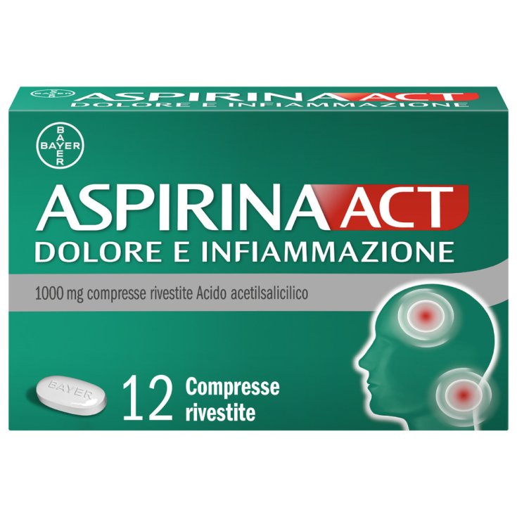 AspirinaAct 1000mg Dolore e Infiammazione Analgesico 12 Compresse