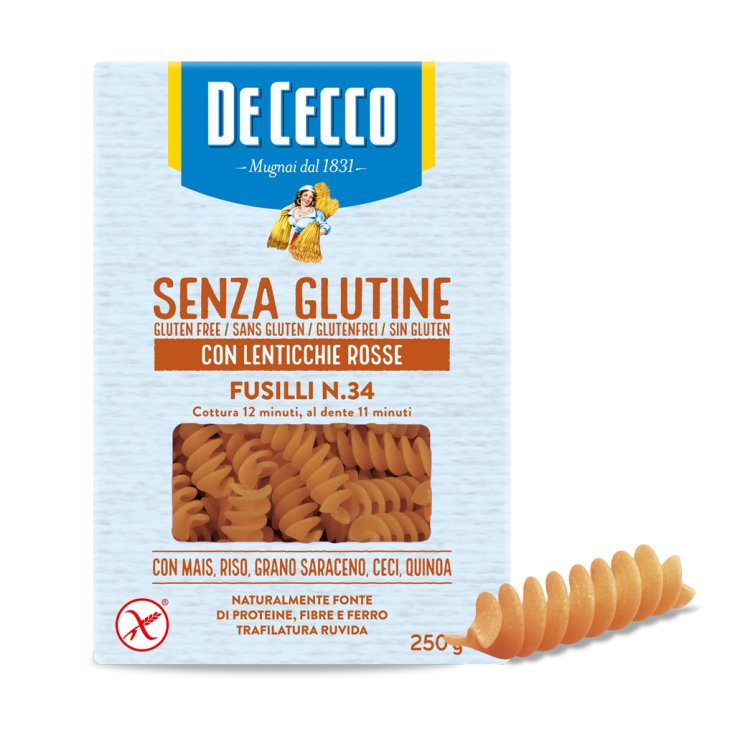 Fusilli n°34 Con Lenticchie Rosse De Cecco 250g