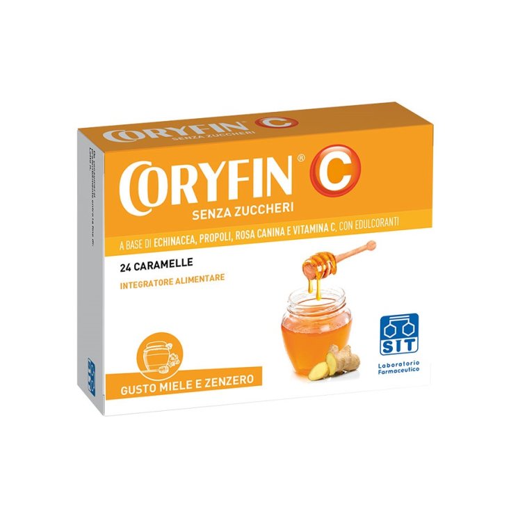 Coryfin C Senza Zuccheri Miele e Zenzero SIT Laboratorio Farmaceutico 24 Caramelle