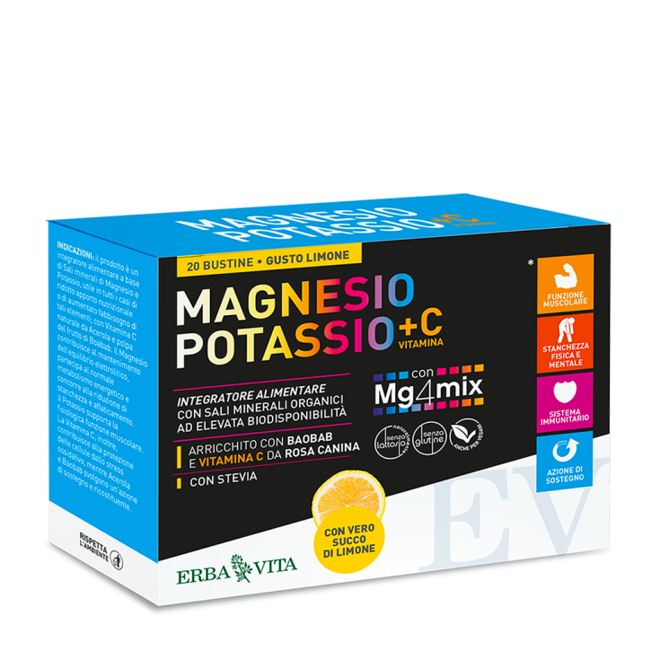 Magnesio Potassio + C Limone Erba Vita 20 Bustine