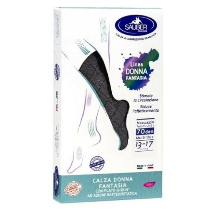 Sauber Calza Donna Fantasia Filato Q-Skin® 70den Rombi Taglia G
