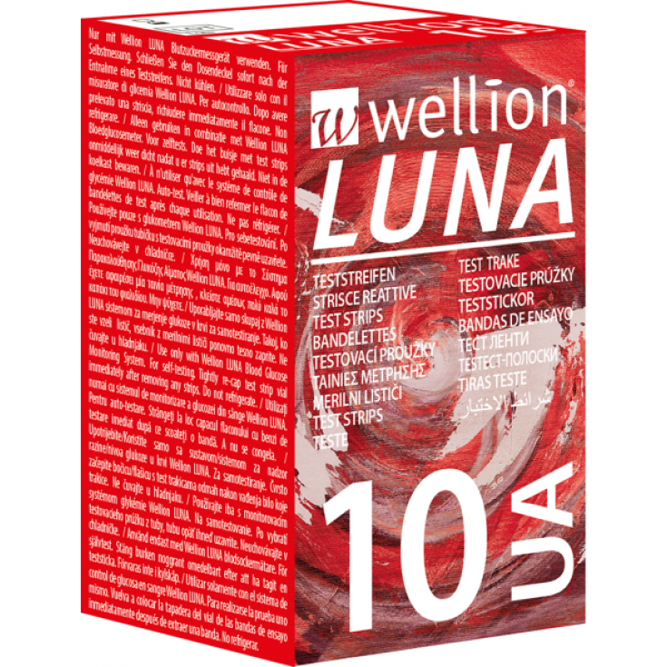 Luna UA Test Strips Acido Urico Wellion 10 Strisce Reattive
