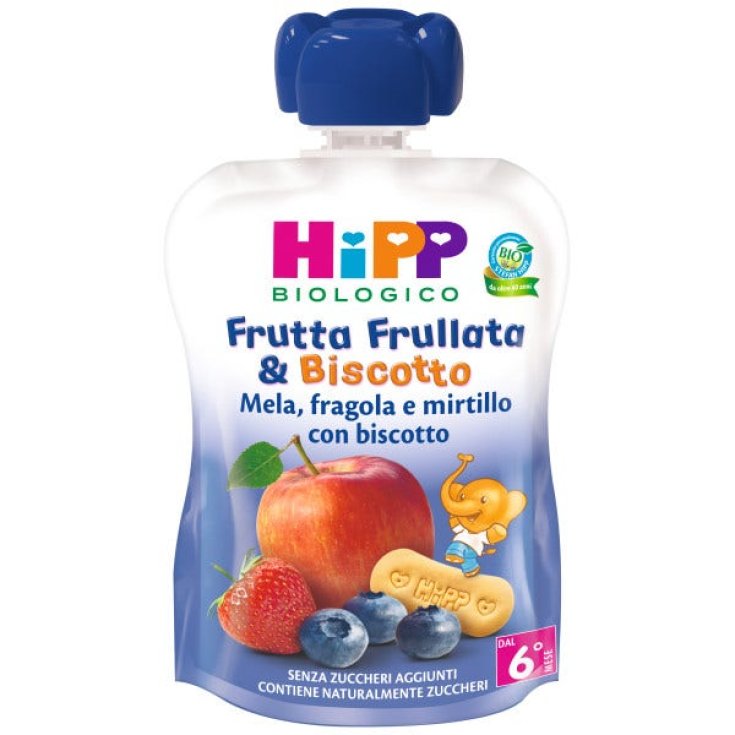 Frutta Frullata & Biscotto HiPP Biologico Mela Fragola Mirtillo 90g