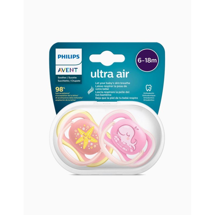 Ultra Air Philips Avent 6-18m 2 Succhietti Fantasia Rosa