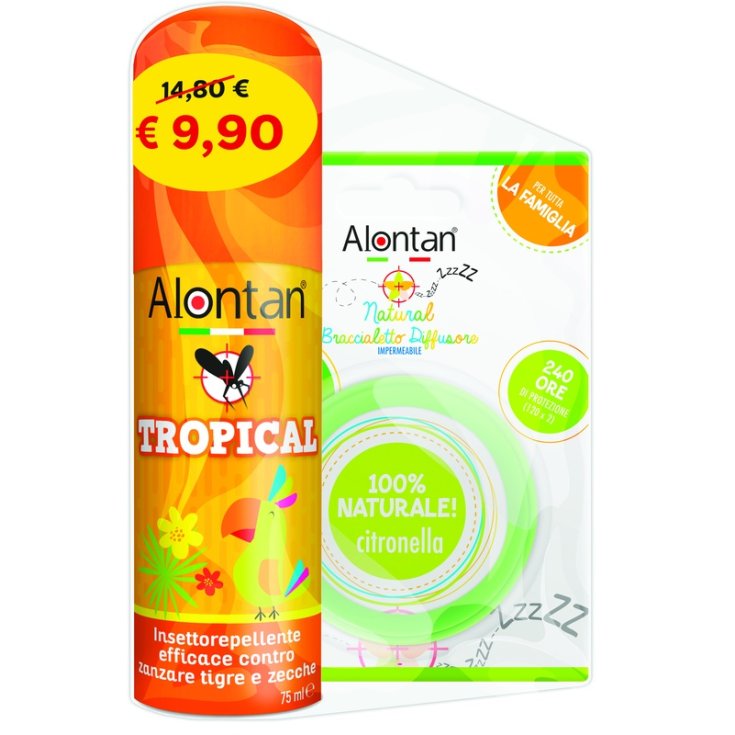 Bipack Tropical Spray +  Braccialetto Diffusore Alontan 75ml + 1 Pezzo