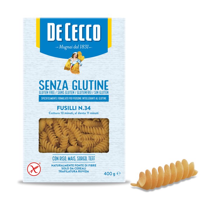 Fusilli N°34 Pasta di Riso Sorgo e Teff De Cecco 400g